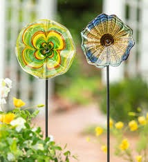 Check spelling or type a new query. 10 Handcrafted Blown Glass Flower With Metal Garden Stake Brown Wind And Weather