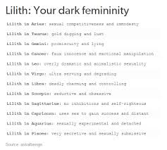 Lilith Your Dark Femininity Zodiac Zodiac Signs