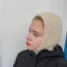 Mohair Knit Hood in Color LAVENDER