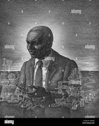 Eine Radierung Aus Einem Porträt Von George Washington Carver, Er War Ein  Us-Amerikanischer Botaniker Und Erfinder, Er Wurde Als Sklave Geboren Und  Wurde Von Seinem Ehemaligen Besitzer Wird Ausgelöst, Nachdem Die Sklaverei