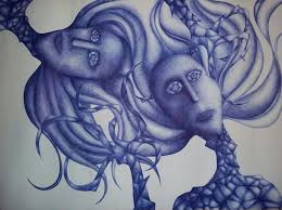 Blue Ink Pen Drawing Art From The Mind Crazy Art Rahrahmilla Ink Pen Drawings Weird Art Art