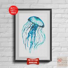 Jellyfish Cross Stitch Pattern Watercolor Medusa Cross Stitch Etsy Cross Stitch Designs Cross Stitch Modern Cross Stitch
