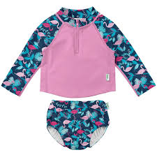 Www.amazon.com raisevern toddler baby girls swimsuit ruffles bathing suit cute leopard spot zebra animal pirnted beach party sport one piece. Green Sprouts Two Piece Rash Guard Set With Snap Reusable Absorbent Swim Diaper