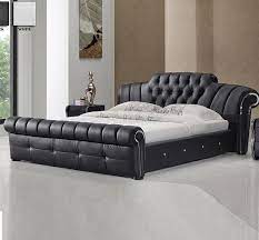 Veronica Chesterfield Style King Bed In Black Bonded Leather Furniture In Fashion Bed Furniture Design Modern Bedroom Furniture Bedroom Bed Design