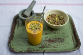 How To Make Mango Saffron Lassi Maunika Gowardhan On Jamie Oliver S Drinks Tube Lassi Recipes Jamie Oliver Recipes Recipes