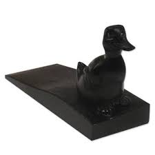 Wood Doorstop Helpful Duck In Black In 2020 Elephant Fabric Pig Fabric Door Stop