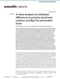 Check spelling or type a new query. Pdf A Meta Analysis On Individual Differences In Primary Emotional Systems And Big Five Personality Traits