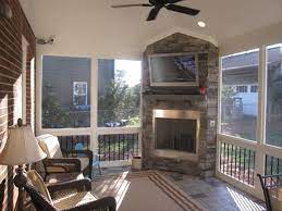 Browse 275 screened porch fireplace on houzz whether you want inspiration for planning screened porch fireplace or are building designer screened porch fireplace from scratch, houzz has 275 pictures from the best designers, decorators, and architects in the country, including archadeck of chicagoland and linda mcdougald design | postcard from. More Ideas Below Cheap Screened In Porch And Flooring Doors Lighting Farmhouse Bar Exterior Modern Screened Porch Fireplace House With Porch Porch Design