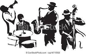 Find a favorite & listen now! Jazz Quartet Musicians Black Silhouettes Editable Vector Illustration Canstock