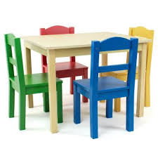 Primary 5 Piece Kids Natural Table And Chair Set In 2020 Table And Chair Sets Kids Chairs Kids Wood
