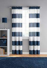 Your Zone Cabana Stripe Room Darkening Rod Pocket Curtain Panel Pair Set Of 2 Navy 52 X 84 Walmart Com Boys Room Curtains Striped Room Boys Bedroom Curtains