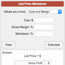 List Price Markdown Calculator