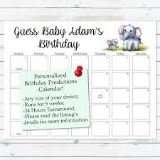 Personalized Due Date Calendar Due Date Calendar Baby Predictions Calendar Baby Shower Calendar El Baby Prediction Shower Activity Baby Shower Activities