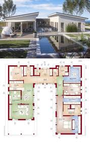 Moderner Luxus Bungalow Mit Pultdach Architektur Innenhof Grundriss 6 Zimmer Mit Pool Terrasse Bar Courtyard House Plans Architecture Courtyard House Plans