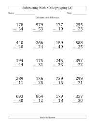 Create an account to save your progress. Large Print Subtraction 3digit 2digit Noregrouping 001 Pin Addition With Regroupingrksheets Digit Subtraction 2nd Grade Samsfriedchickenanddonuts