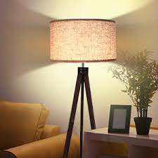 Amazon Com Lepower Wood Tripod Floor Lamp Mid Century Standing Reading Light For Living Room Bedroom Study Room And Office Modern Design Flaxen Lamp Shade With E26 Lamp Base Walnut Home Kitchen Deep purple walls and a new wooden floor.