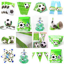 Soccer themed birthday party decorations. Football Soccer Theme Kids Birthday Party Decoration Set Party Supplies Cup Plate Banner Hat Straw Loot Bag Tablecloth Blowout Buy At The Price Of 1 04 In Aliexpress Com Imall Com