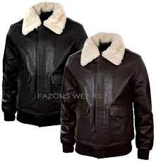 Mens Real Fur Collar Leather Bomber Pilot Flying Jacket Flight Aviator A2 Style Fazons Bikerjacketsbomberharrington Flying Jacket Leather Jacket Jackets