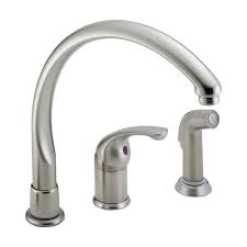 Identify the area that is leaking. Delta Waterfall Stainless Steel Single Handle Kitchen Faucet With Side Spray At Lowes Com