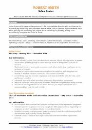In this role, you will move and park cars on our lot. Sales Porter Resume Samples Qwikresume