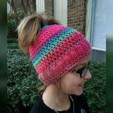 Ravelry I Like Big Buns Messy Bun Hat Pattern By Brenda Smith Messy Bun Hat Crochet Pattern Messy Bun Hat Crochet Crochet Ponytail Hat Pattern