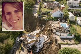 Mum and kids were INSIDE dream home as it started to crumble and crack  before falling off cliff