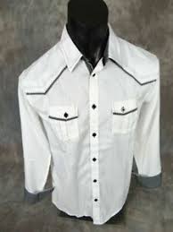 Mens Roar Shirt White Textured Western Style Embroidered