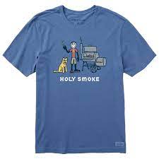 Life is Good. Men's Jake And Rocket Holy Smoke SS Crusher Tee, Vintage  Blue | eBay