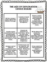 Age Of Exploration Differentiated Choice Board Set Of 2 3rd Grade Social Studies Social Studies Projects Social Studies For Kids