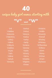 40 Unique Baby Girl Names Starting With V And W Girl Names Baby Girl Names Unique Girl Names
