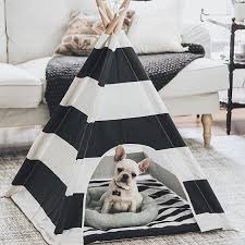 Black And White Striped Teepee Easy To Assemble And Lightweight Dog Teepee For Indoor Or Outdoor Use 100 Cotton Canvas With Black Amp White Stripes That Is Beaux Chiens Chien