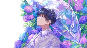 Share the best gifs now >>>. Anime Guy Handsome Raining Umbrella Flower Art Hd 4k Wallpaper 8 2927