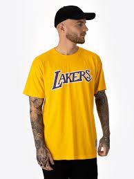 Ultra game nba los angeles lakers mens supreme long sleeve pullover tee shirt, heather gray, medium. Mitchell Ness Worn Logo Wordmark La Lakers T Shirts At Stylefile