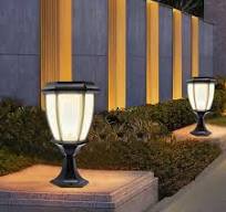 2x LED Pillar Light Solar Powered Lantern Garden Post Lamp Yard Patio  Waterproof | eBay