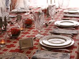 Try patterned tablecloth with colorful flowers and palm leaf. Beautiful Table Settings For Any Party Hgtv