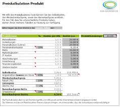 Kalkulationsschema zum nachweis der präferenzursprungseigenschaft: Preiskalkulation Preise Klug Kalkulieren Excel Tool