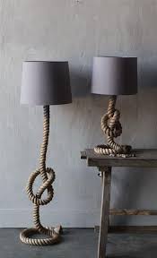 Beach And Lake House Home Decor Rope Table Lamp With Grey Linen Shade Rope Table Lamps Lamp Home Decor