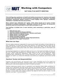 Ict devices require power from a mains outlet. Page 1 Of 17 Working With Computers Nut Health Safety