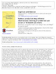 Pdf Humour Production May Enhance Observational Learning Of A New Tool Use Action In 18 Month Old Infants