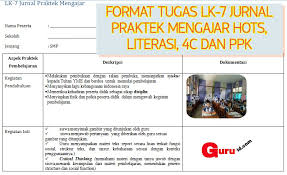 Contoh Lk 7 Jurnal Praktek Mengajar Guru K13 Hots 4c Literasi Ppk Info Pendidikan Terbaru