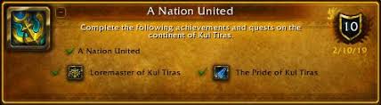 Said siege of boralus unlocked, but it didn't ask me to go in there. The Pride Of Kul Tiras Achievement Questline