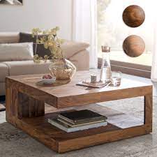 In den verschiedensten räumen und zu unterschiedlichsten zwecken setzen sie das beliebte. Finebuy Couchtisch Patan 90 X 90 Cm Mit Ablage Holz Massiv Design Wohnzimmertisch Massivholz