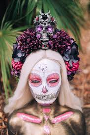 Mystic Skull Crown, La Catrina Headpiece, Purple Gothic Tiara, Day of the  Dead Halo, Halloween Flower Crown, Sugar Skull Headdress, Festival