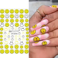 Acrylic nail paints are a mixture of liquid monomer and powder polymer. Summer Nails Smile Face 3d Nail Art Stickers Decals Adhesive Maincure Salon Acrylic Nail Art Tool Stickers Decals Aliexpress
