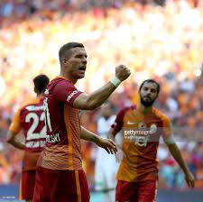Lukas Podolski Of Galatasaray Celebrates After Scoring A Goal During Lukas Podolski Celebrities Football Match