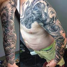More images for dragon sleeve tattoo black and grey » Black Dragon Sleeve Tattoo Novocom Top