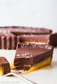Adding peppermint to frozen desserts. Vegan Salted Caramel Chocolate Tart Gluten Free Dairy Free Vegan Easy Dessert Recipes Chocolate Chocolate Tart Salted Caramel Chocolate Tart