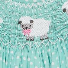 Mint Lamb Smocked Romper Smocking Smocking Patterns Smocked Baby Dresses