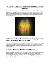 Buku terkecil di perpustakaan nasional welsh adalah old king cole. 6 Fakta Sains Yang Menarik Tentang Tubuh Manusia
