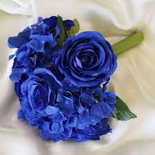 Pale blue silk decorations aqua blue bridesmaid dresses bright. 2 Pack Royal Blue Rose Hydrangea Artificial Silk Flowers Bouquet In 2021 Silk Flower Bouquets Diy Wedding Bouquet Royal Blue Flowers